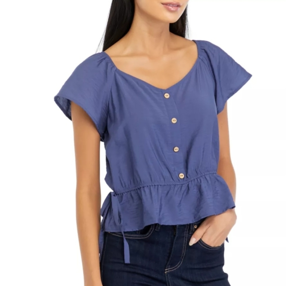A. Byer Purple Button-Front‎ Blouse